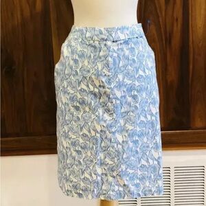 Spring Blue Tulip Floral Cotton IZOD Easter Skirt size 8